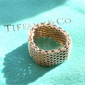TIFFANY & CO RARE SOMERSET MESH SIZE 7 FLEXIBLE RING 925. SS